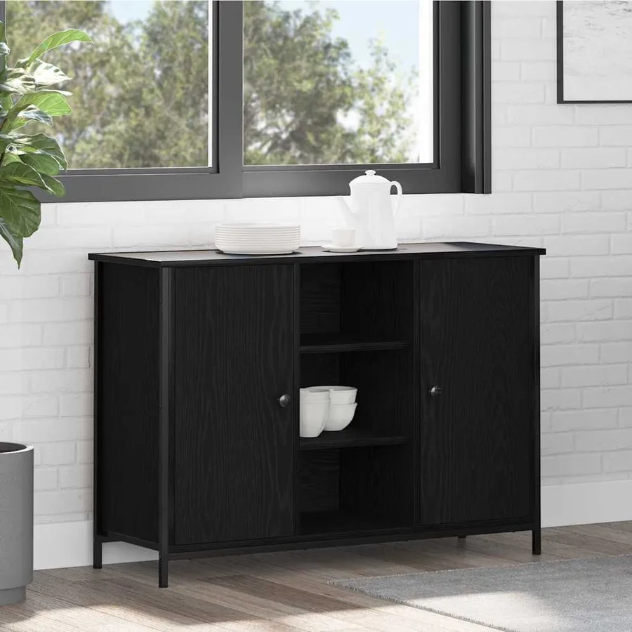 Buffet Chêne noir 100 x 35 x 70 cm - 4