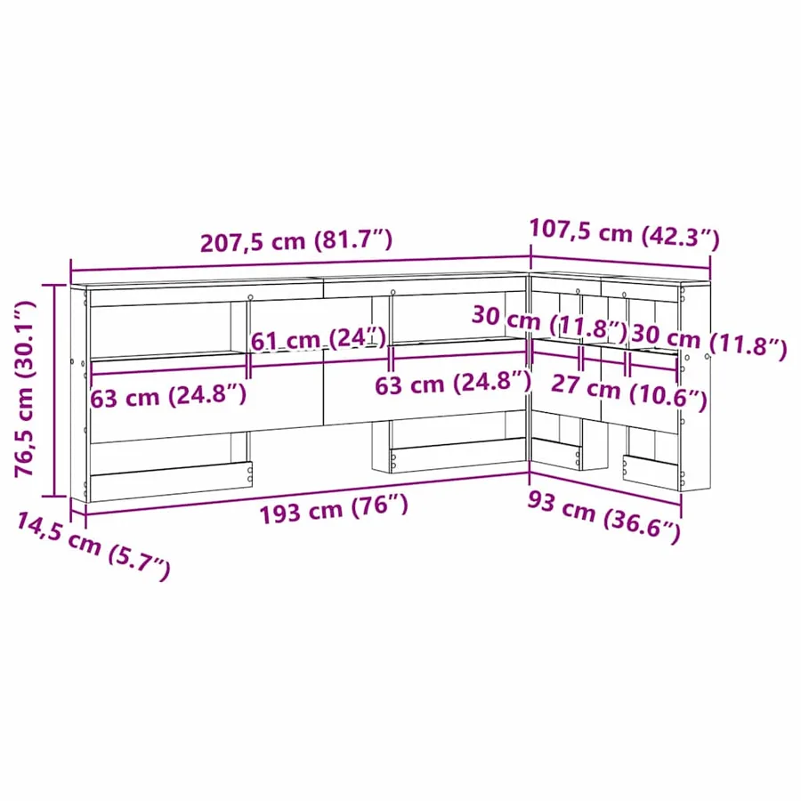 Tête de lit de rangement Blanc 90 cm Bois d'ingénierie - 12