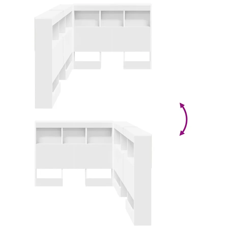 Tête de lit de rangement Blanc 90 cm Bois d'ingénierie - 8