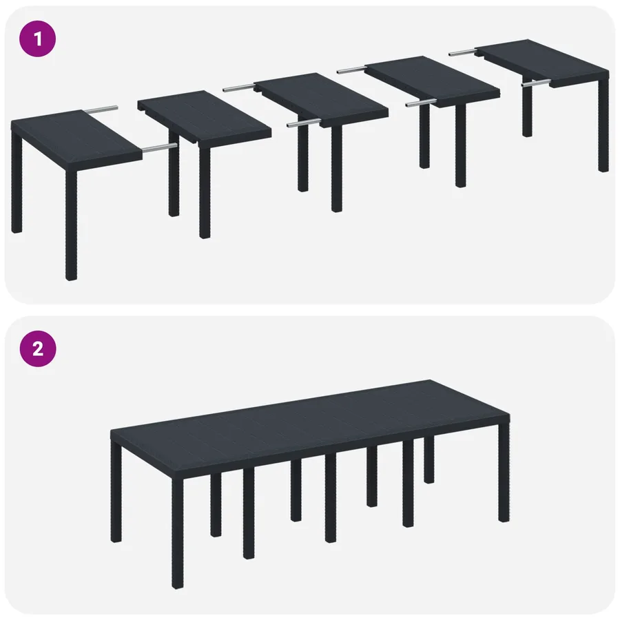 Table de Jardin Anthracite 250 x 100 x 73 cm polyrotin - 6