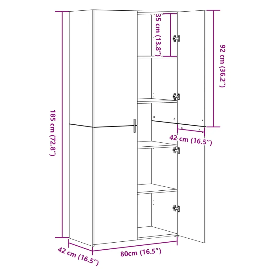 Haut Armoire 2 pcs Chêne artisanal 80 x 42 x 185 cm - 12