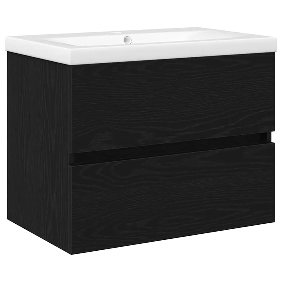 Meuble de Lavabo de Salle de Bain Chêne noir 60 x 39 x 62 cm - 2