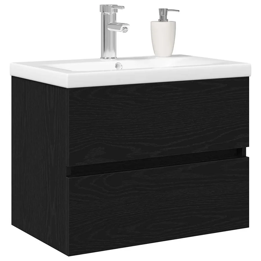 Meuble de Lavabo de Salle de Bain Chêne noir 60 x 39 x 62 cm - 3