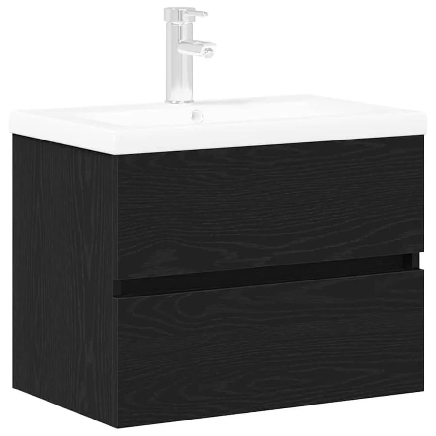 Meuble de Lavabo de Salle de Bain Chêne noir 60 x 39 x 62 cm - 2