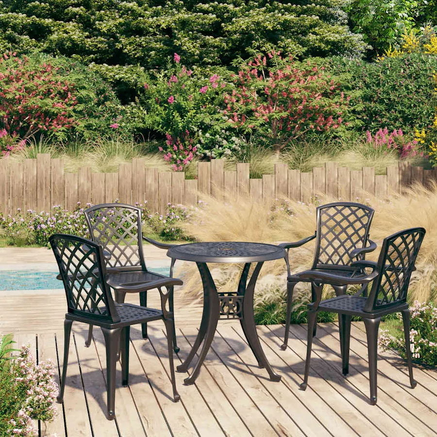 Ensemble de bistro 5 pcs Aluminium coulé Noir