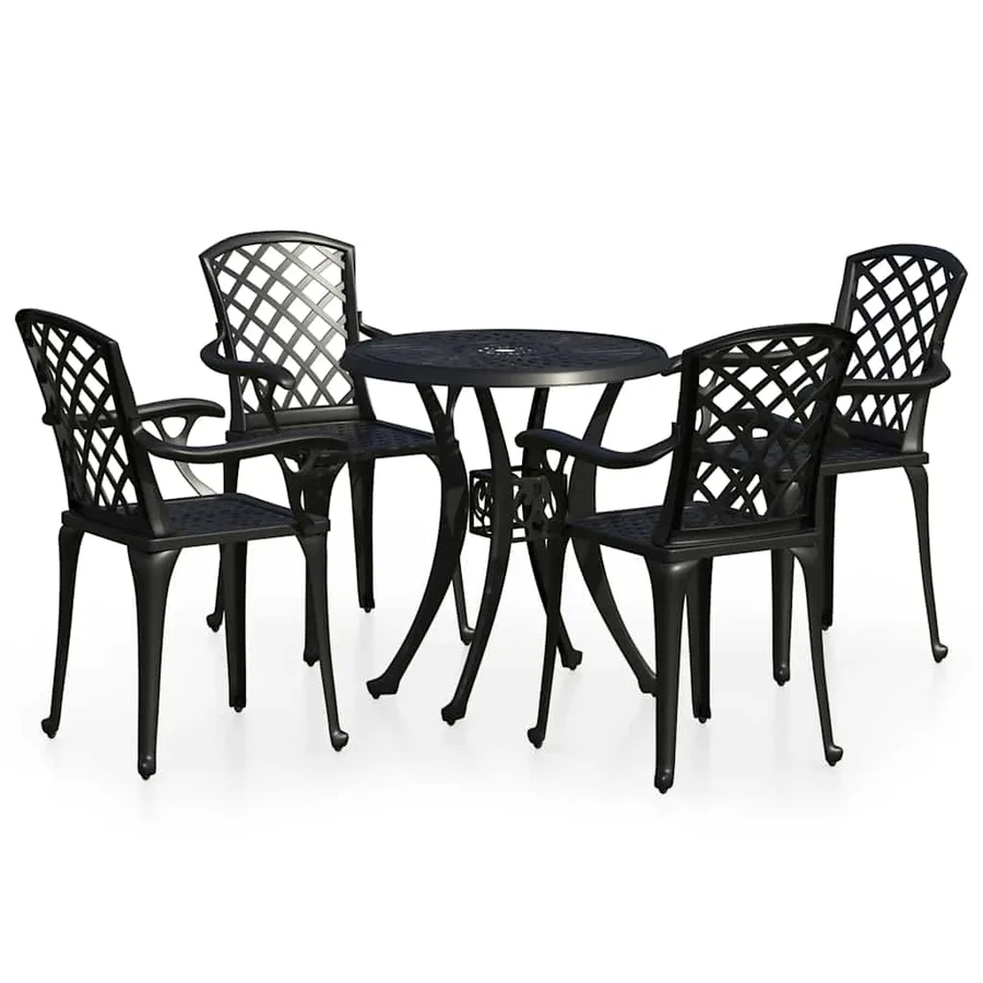 Ensemble de bistro 5 pcs Aluminium coulé Noir - 2