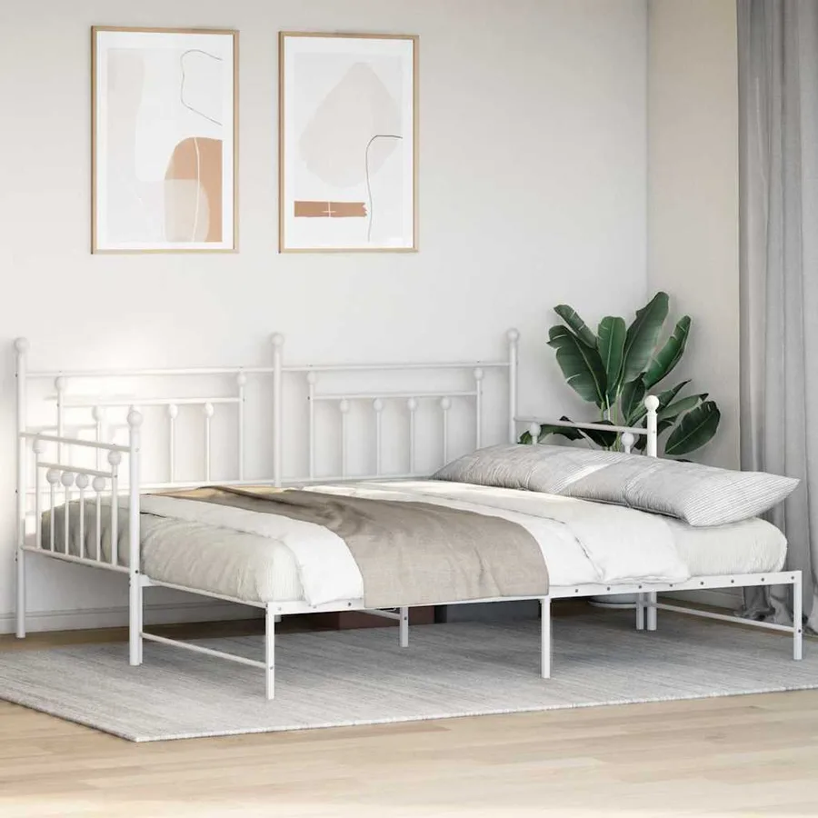 Cadre de lit de jour Blanc 90 x 200 cm Acier - 3