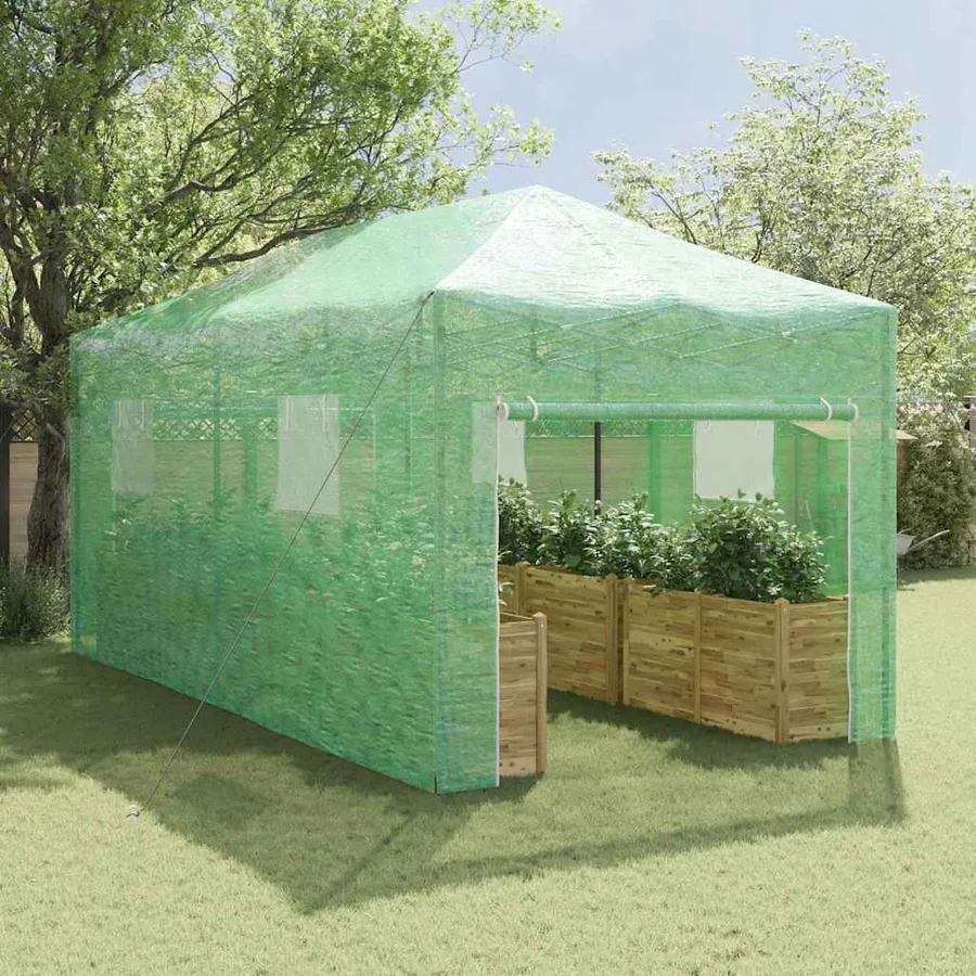 Serre avec cadre pop-up avec toit Vert 290 x 580 x 315 cm Fer - 3