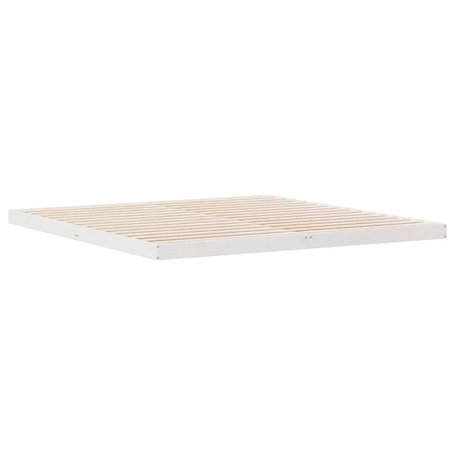 Cadre de lit surélevé Blanc 200 x 220 cm Pin massif - 4