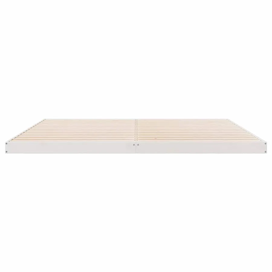 Cadre de lit surélevé Blanc 200 x 220 cm Pin massif - 5