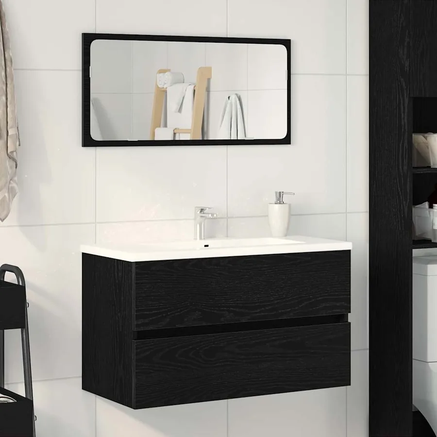 Meuble de Lavabo de Salle de Bain Chêne noir 80 x 38,5 x 45 cm