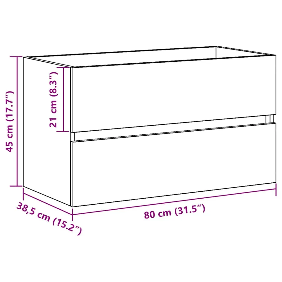 Meuble de Lavabo de Salle de Bain Chêne noir 80 x 38,5 x 45 cm - 12