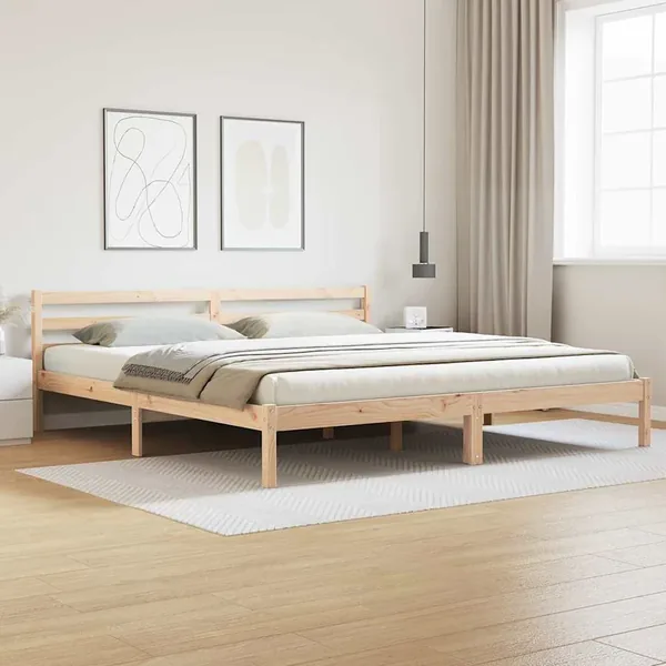 Cadre de lit Marron 225,5 x 185,5 x 69,5 cm Bois de Pin Massif