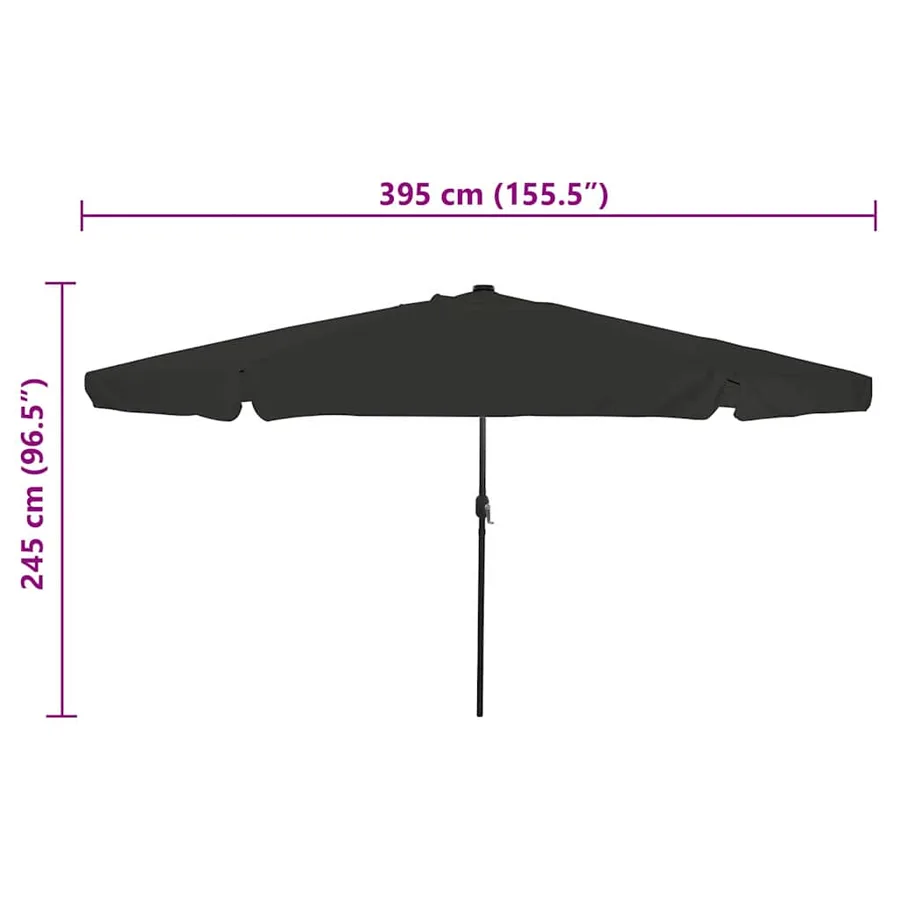 Parasol de jardin Noir 395 x 395 x 245 cm Polyester - 8
