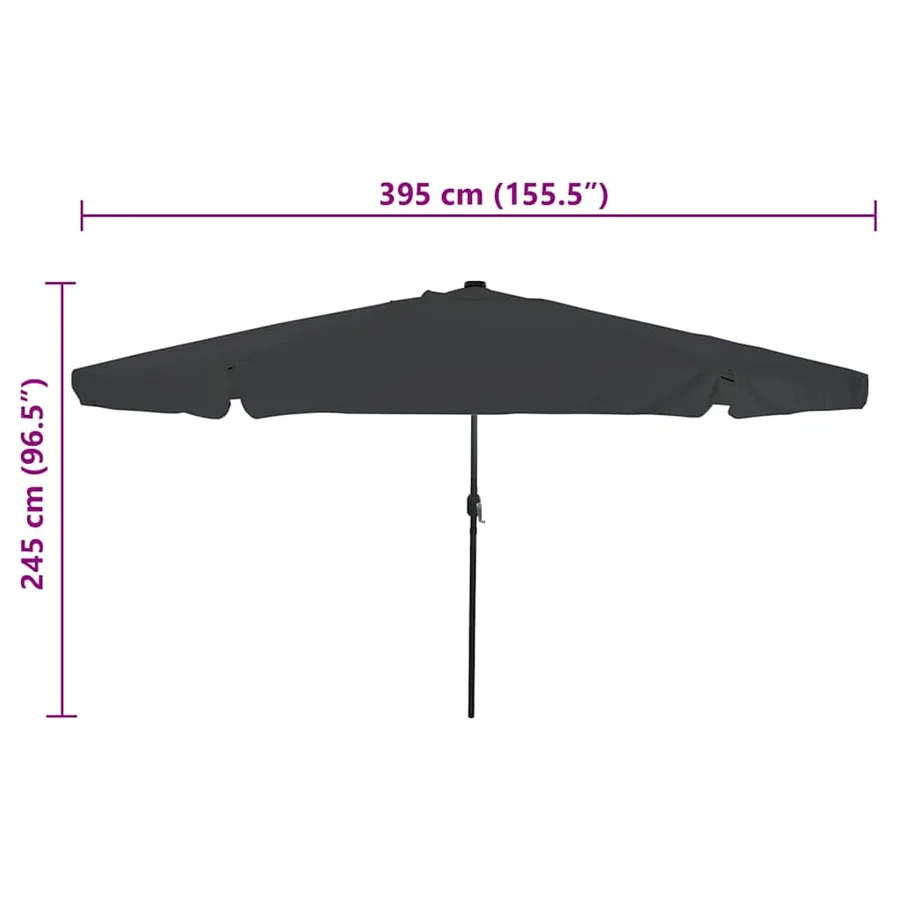 Parasol de jardin Anthracite 395 x 395 x 245 cm Polyester - 8