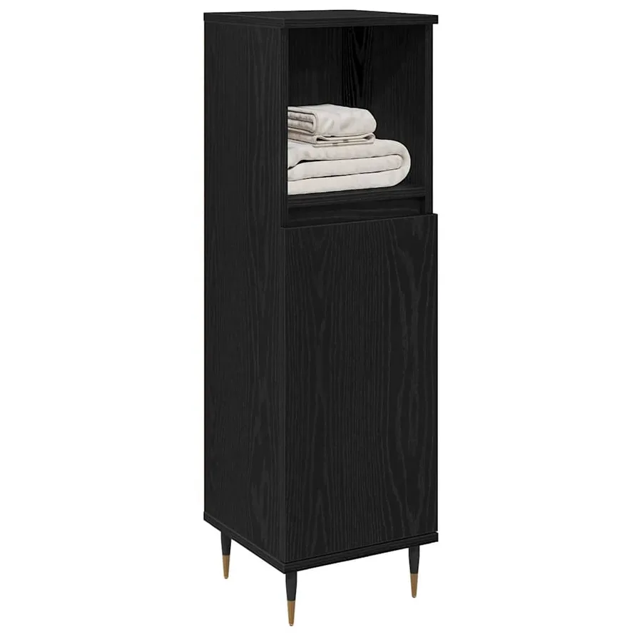 Cabinet de salle de bain avec porte Chêne noir 30 x 30 x 100 cm - 3