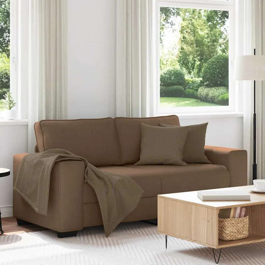 Canapé 2 places marron 180x77x82 cm en tissu