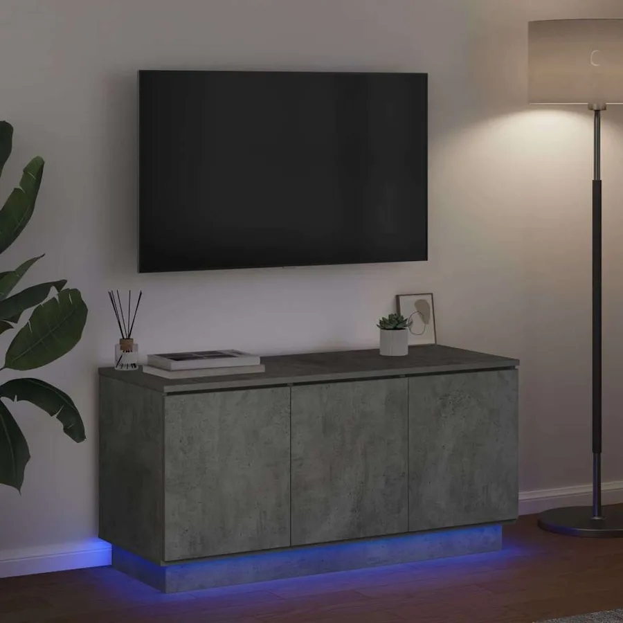 Meuble TV Gris béton 100 x 38 x 49 cm Bois d'ingénierie - 5