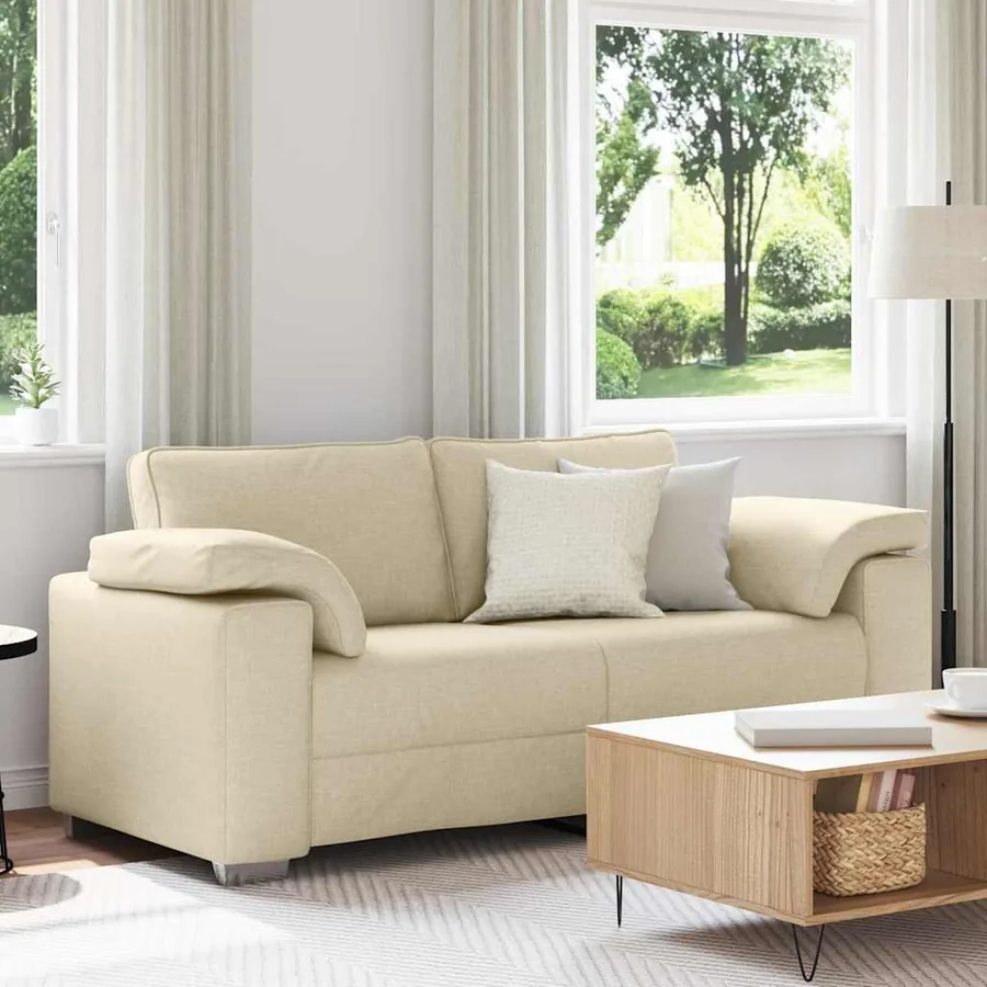 Canapé deux places Crème 180 cm tissu