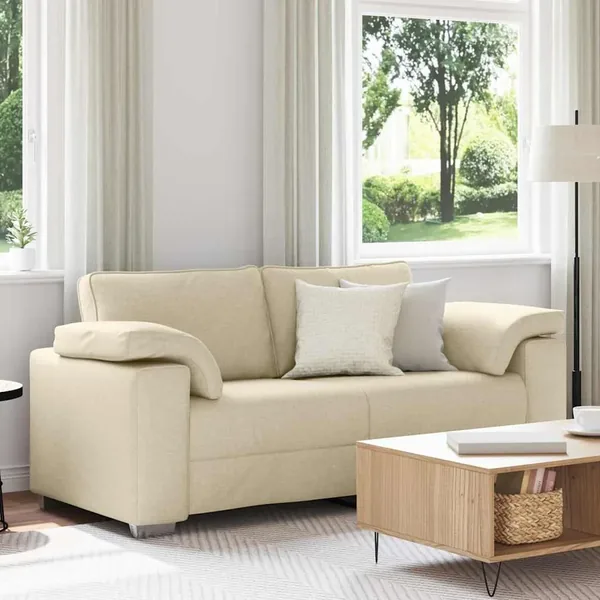 Canapé deux places Crème 180 cm tissu