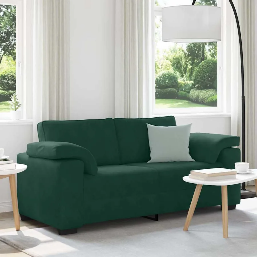 Canapé deux places vert foncé 180 x 77 x 82 cm velours