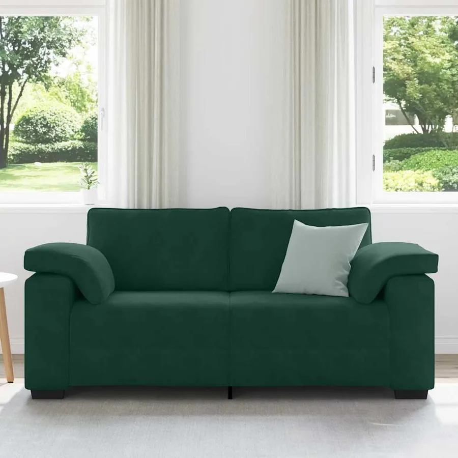 Canapé deux places vert foncé 180 x 77 x 82 cm velours - 3