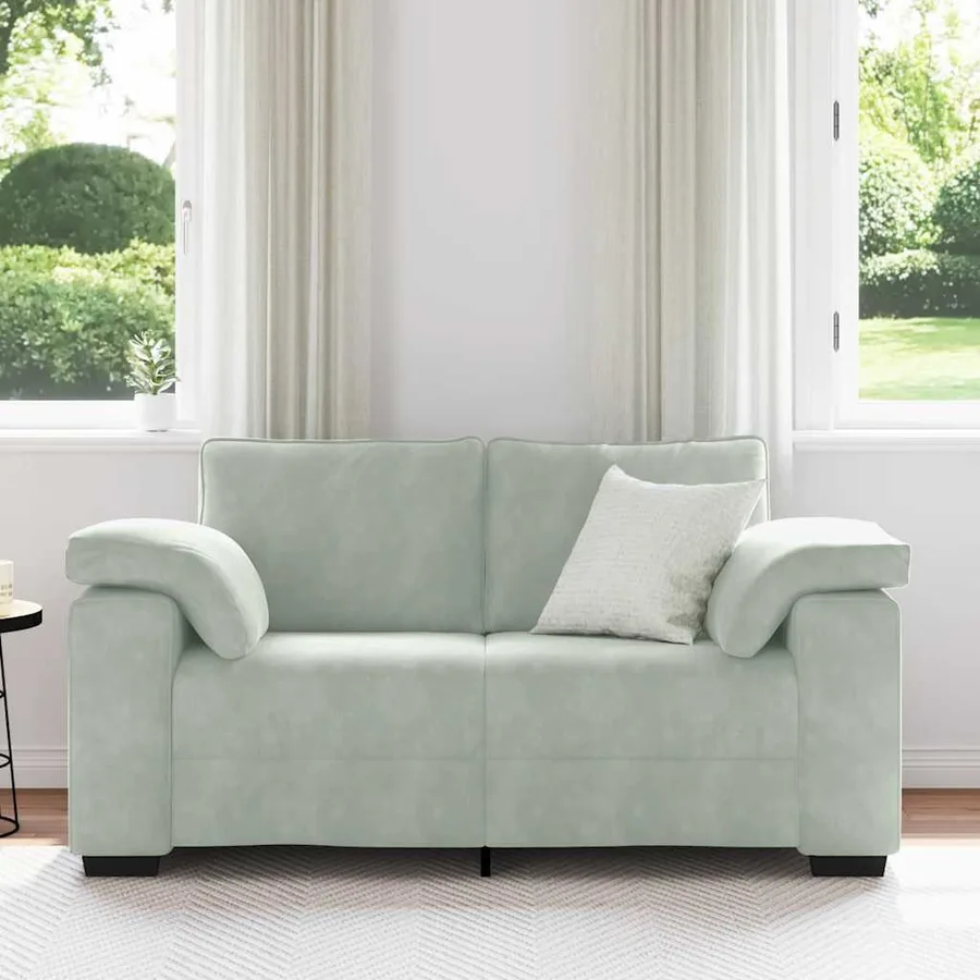 Canapé causeuse gris clair 160x77x82 cm velours - 3