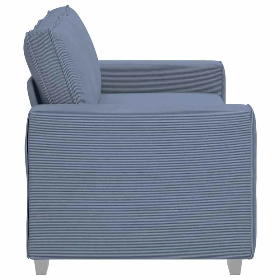 Canapé deux places bleu 180x77x82 cm en tissu velours côtelé - 5