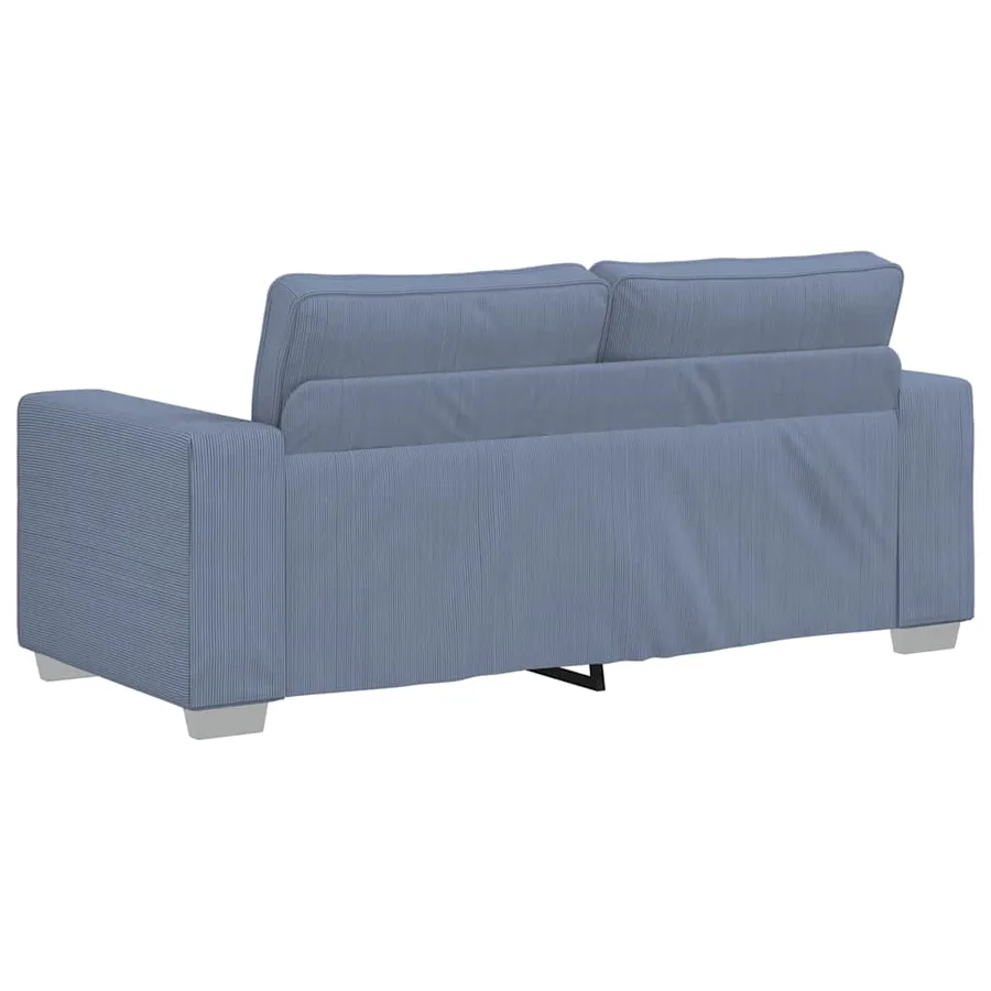 Canapé deux places bleu 180x77x82 cm en tissu velours côtelé - 6