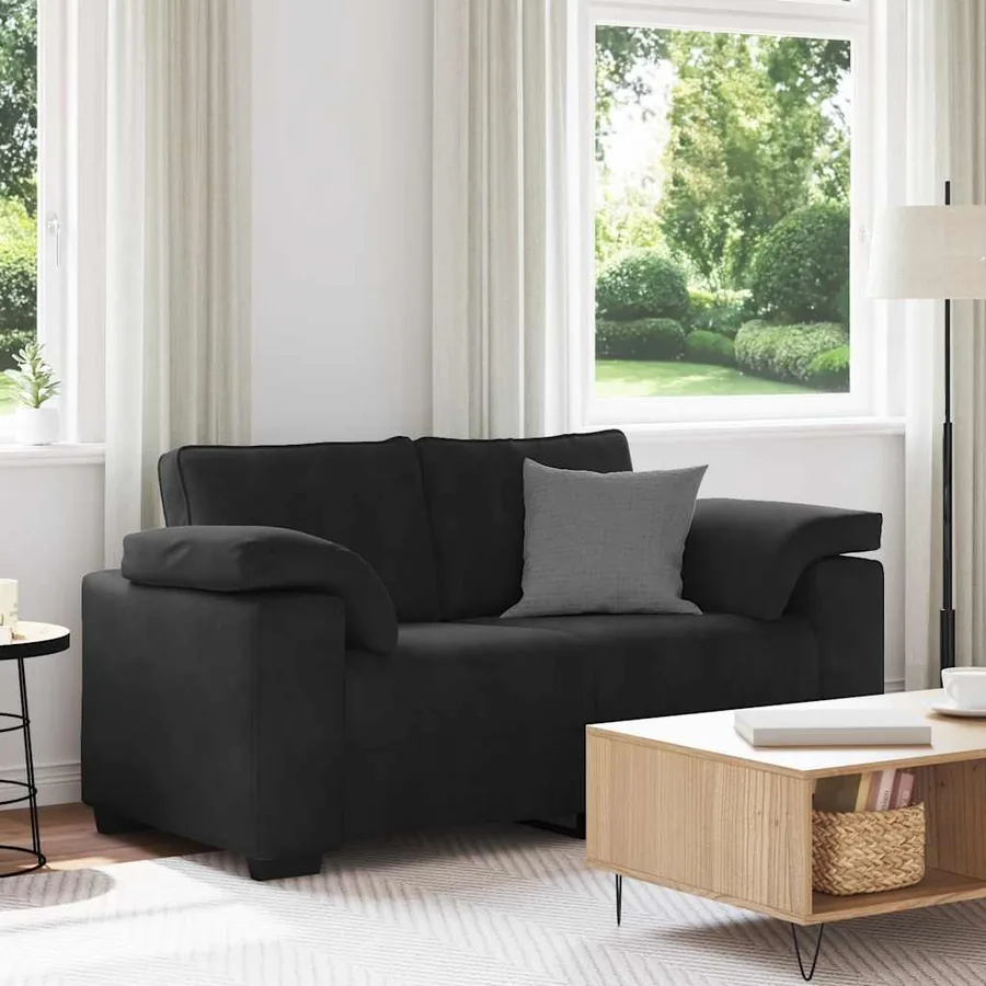 Canapé causeuse noir 160x77x82 cm velours