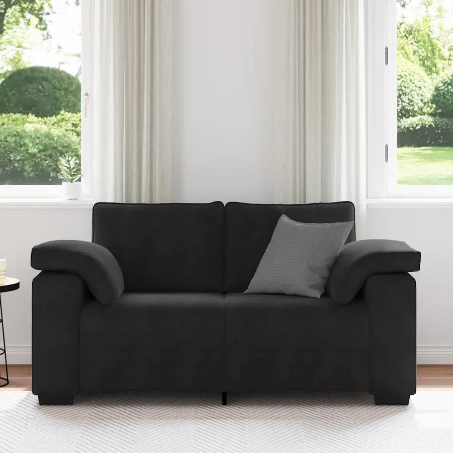 Canapé causeuse noir 160x77x82 cm velours - 3
