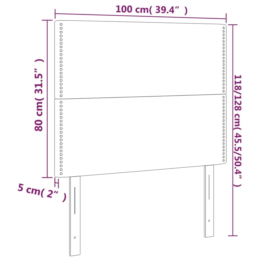 Tête de lit Rose 100x5x118/128 cm Velours - 8
