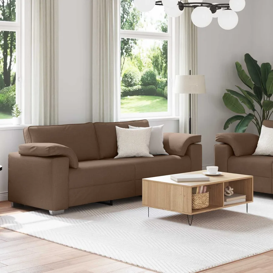 Canapé 2 pcs Marron 219 x 80 x 82 cm tissu - 3