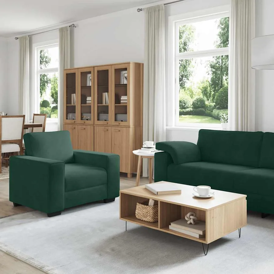 Ensemble de canapés 3 pcs avec coussins Vert foncé Velours - 3