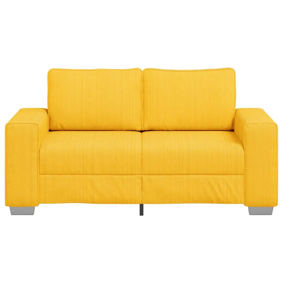 Canapé deux places jaune clair 160 x 77 x 82 cm en tissu velours côtelé - 4