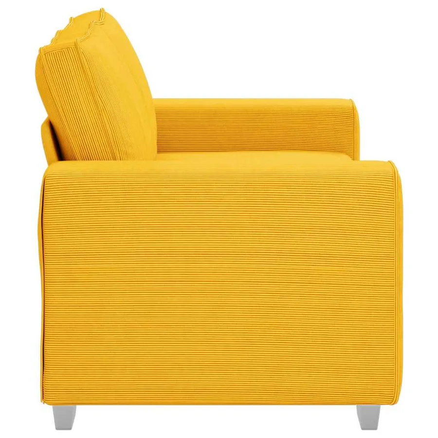 Canapé deux places jaune clair 160 x 77 x 82 cm en tissu velours côtelé - 5