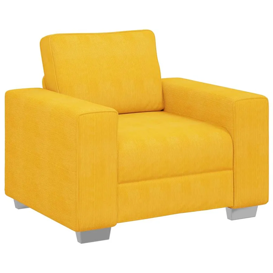 Fauteuil/canapé jaune clair 100x77x82 cm en tissu velours côtelé - 2