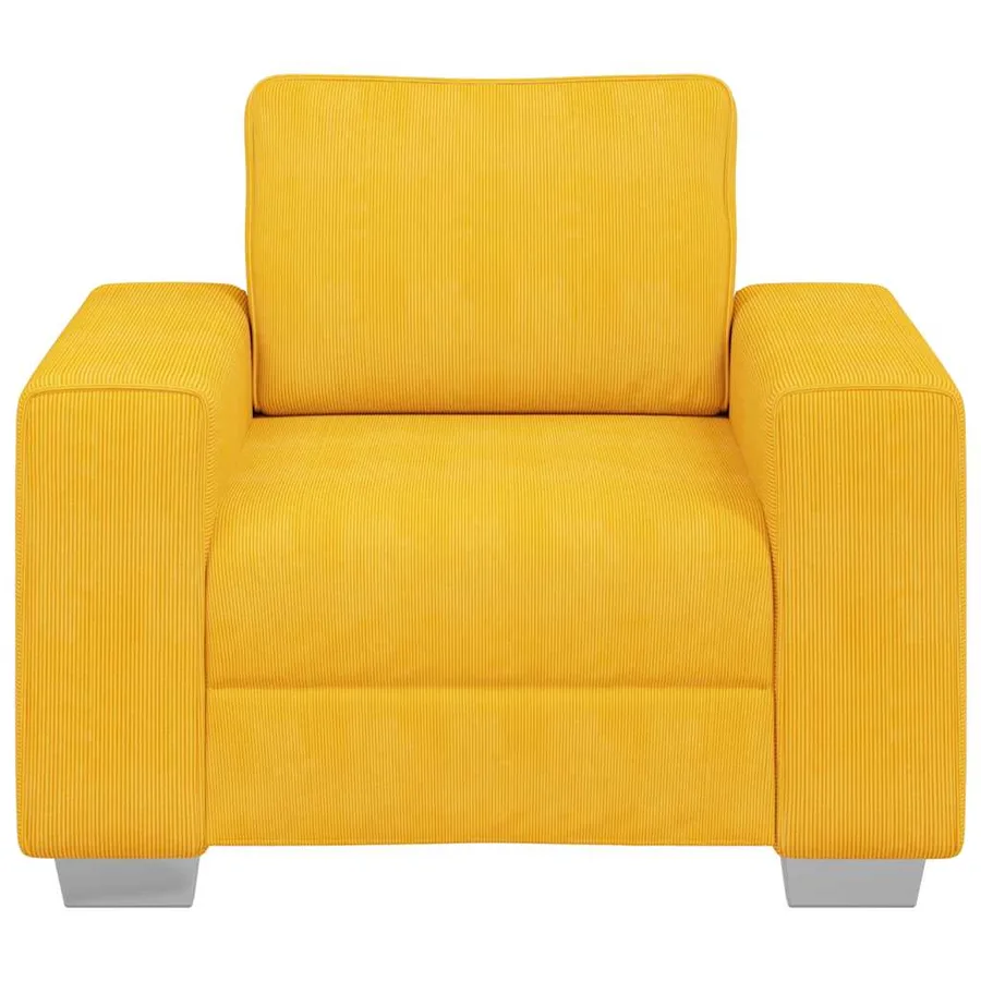 Fauteuil/canapé jaune clair 100x77x82 cm en tissu velours côtelé - 4