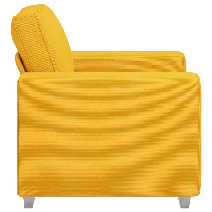 Fauteuil/canapé jaune clair 100x77x82 cm en tissu velours côtelé - 5