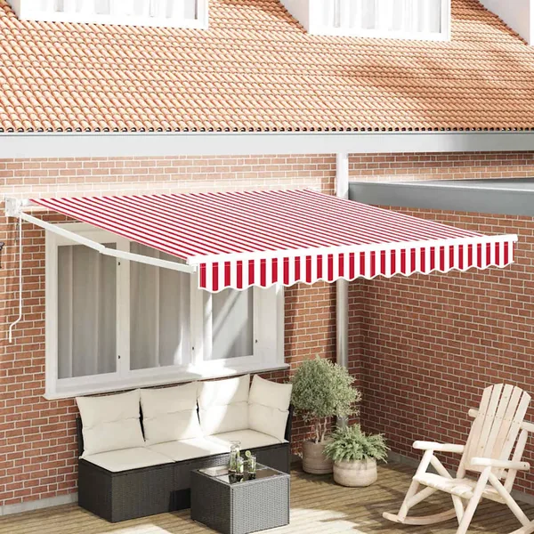 Auvent rétractable Rouge 300 x 250 cm Polyester et métal