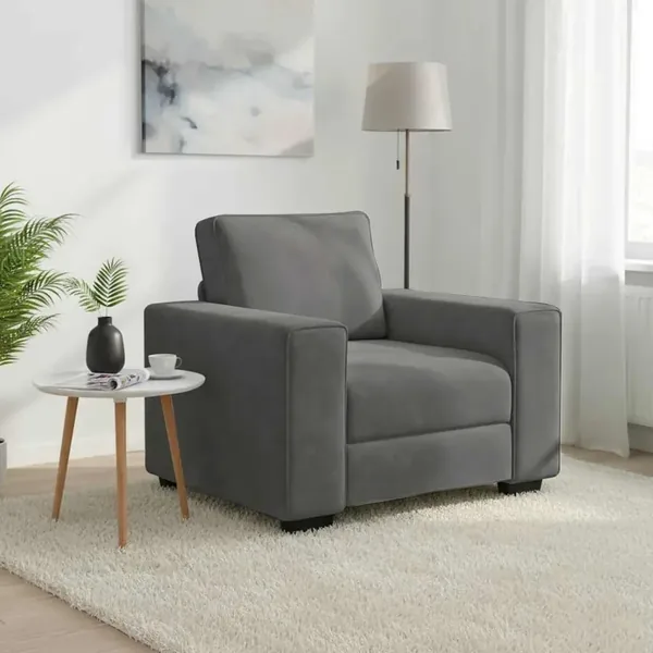 Fauteuil gris foncé 100x77x82 cm velours