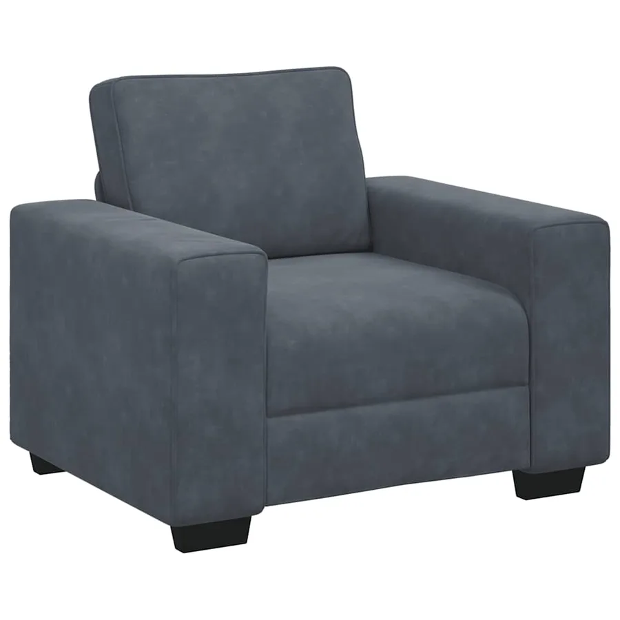 Fauteuil gris foncé 100x77x82 cm velours - 2