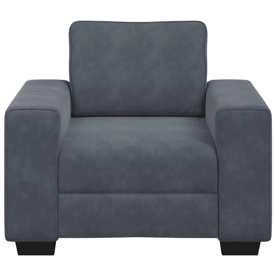 Fauteuil gris foncé 100x77x82 cm velours - 4