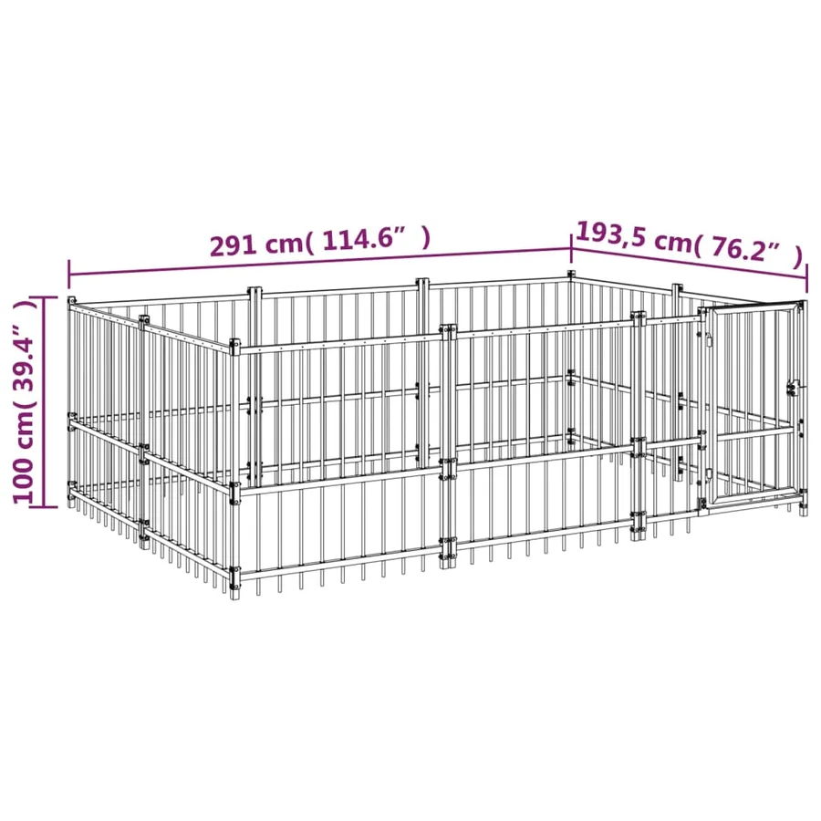 Chenil d'extérieur pour chiens Acier 5,63 m² - 6
