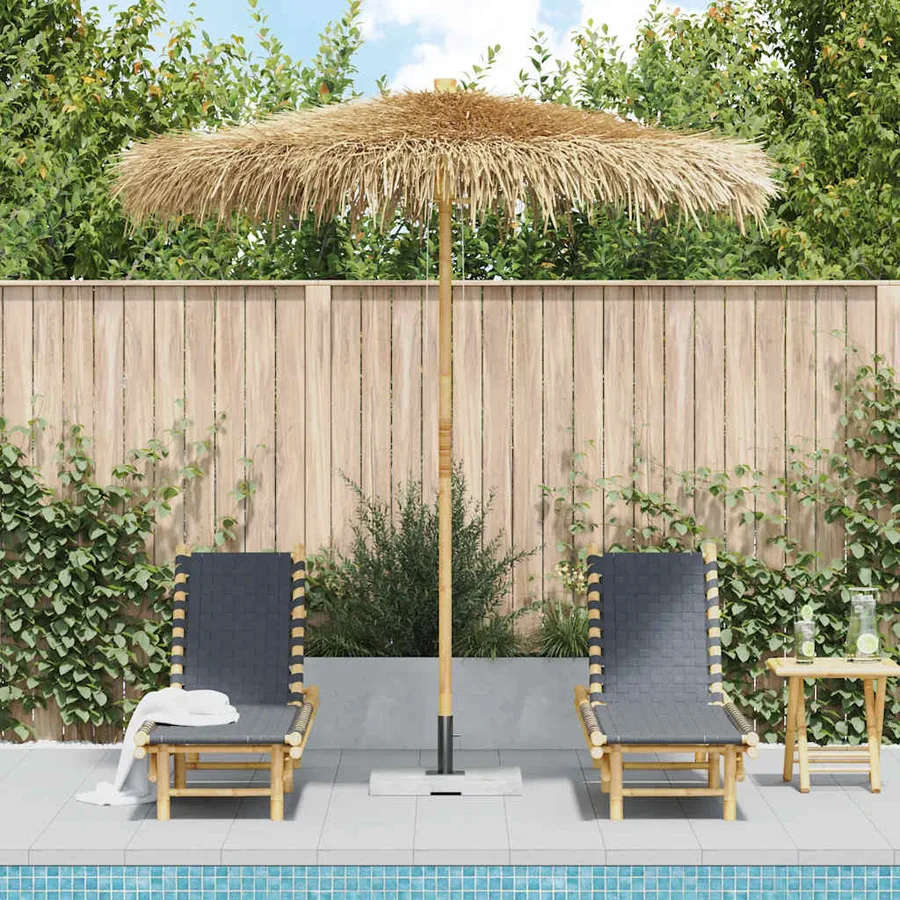 Parasol Tiki avec toile en feuille de bananier 240 cm en bambou - 3