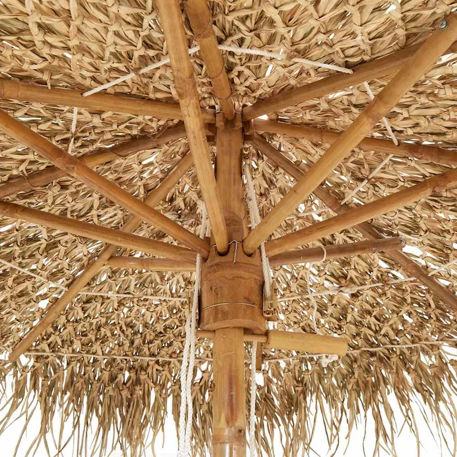 Parasol Tiki avec toile en feuille de bananier 240 cm en bambou - 7