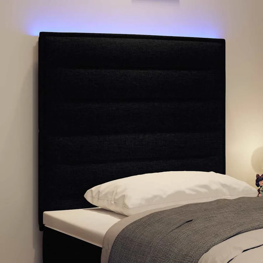 Tête de lit LED avec bandes LED Noir 100 cm tissu - 4