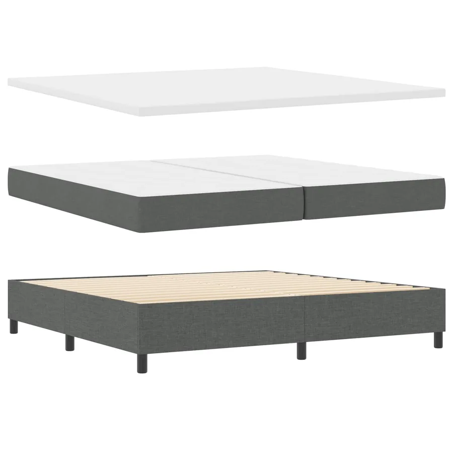 Lit à ressorts avec matelas Gris foncé 200 x 200 cm tissu - 5