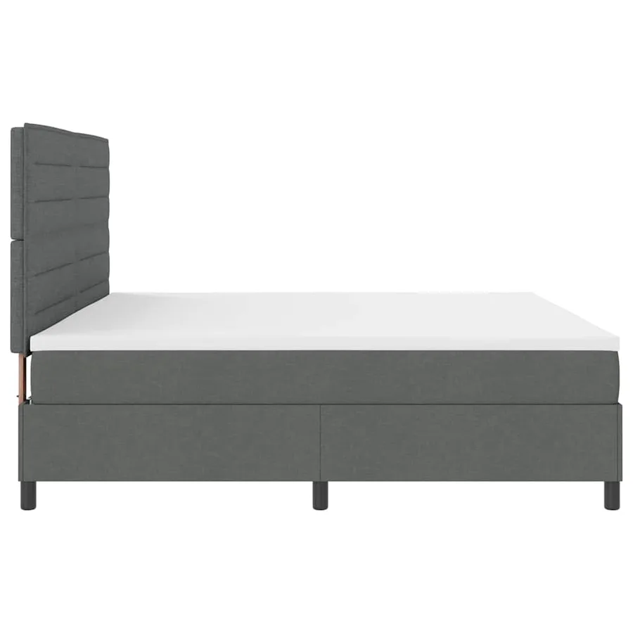 Lit à ressorts avec matelas Gris foncé 200 x 200 cm tissu - 7