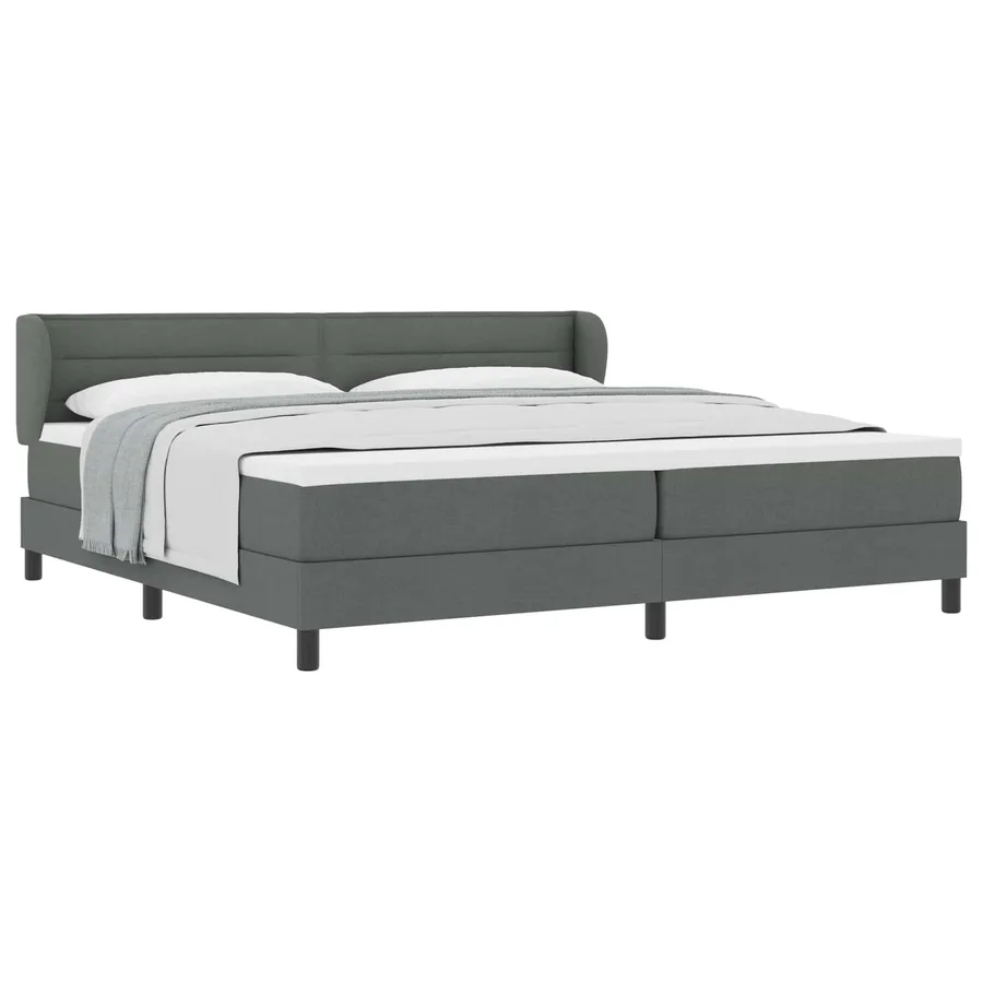 Lit à ressorts avec matelas Gris foncé 200 x 200 cm tissu - 2
